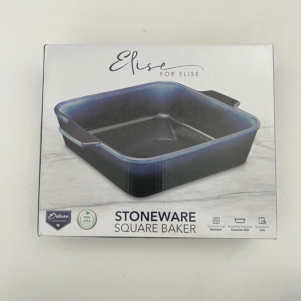 Elise for Elise‎ Stoneware Square Baker Blue Ombre Casserole Dish 11x9.5x3 New